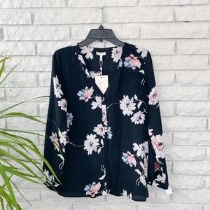 New with tags Joie Black Michi Floral-print Silk Blouse - Size Small